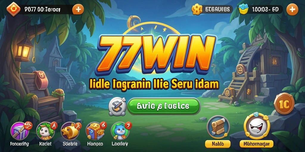 Screenshot gameplay 77WIN menunjukkan karakter yang mengumpulkan sumber daya.