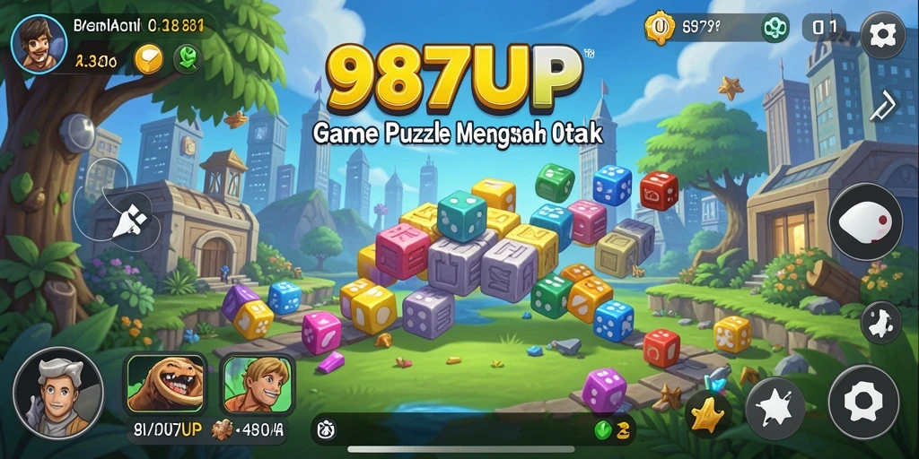 Tampilan gameplay menarik dari 987UP dengan puzzle yang menantang.