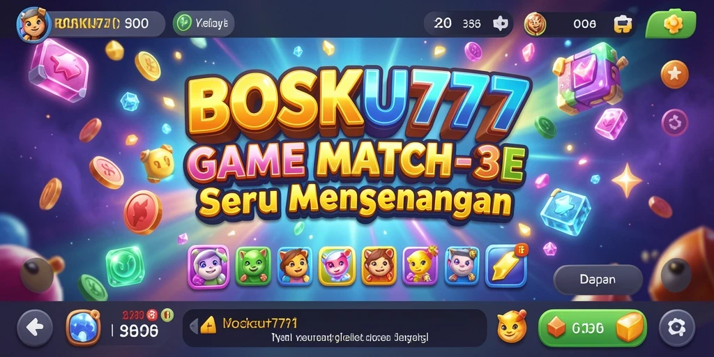 Tampilan gameplay seru dari BOSKU777 dengan Match-3 yang adiktif.