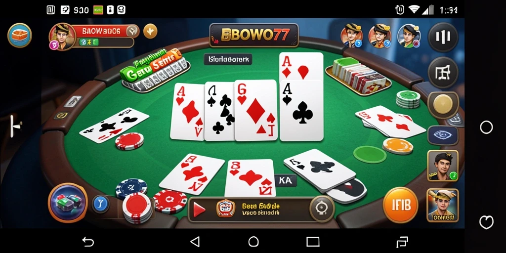 Tampilan gameplay seru dalam permainan Gaple BOWO77.