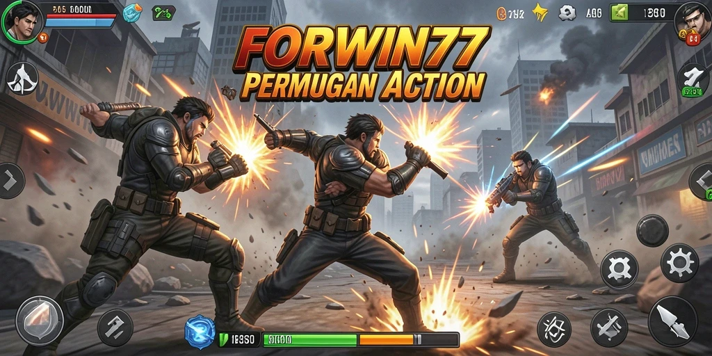 Tampilan gameplay FORWIN77 yang seru di setiap misi pertempuran.