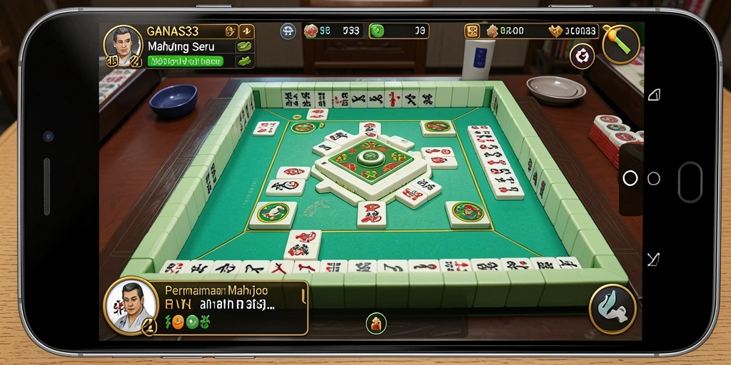 Screenshot utama menunjukkan gameplay Mahjong yang seru dan menantang.