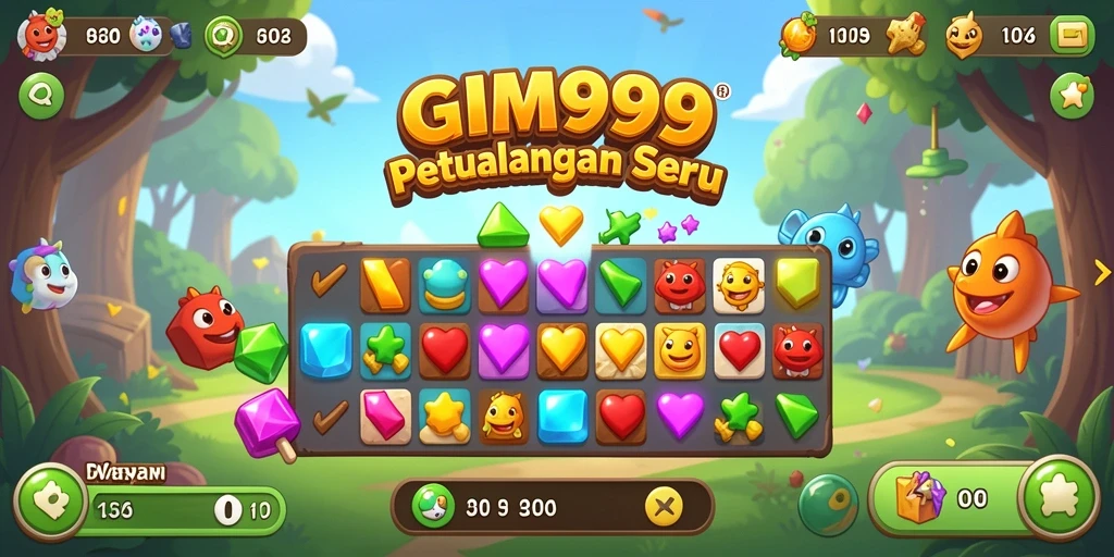 Gameplay Match-3 dengan teka-teki seru dan grafis menawan.