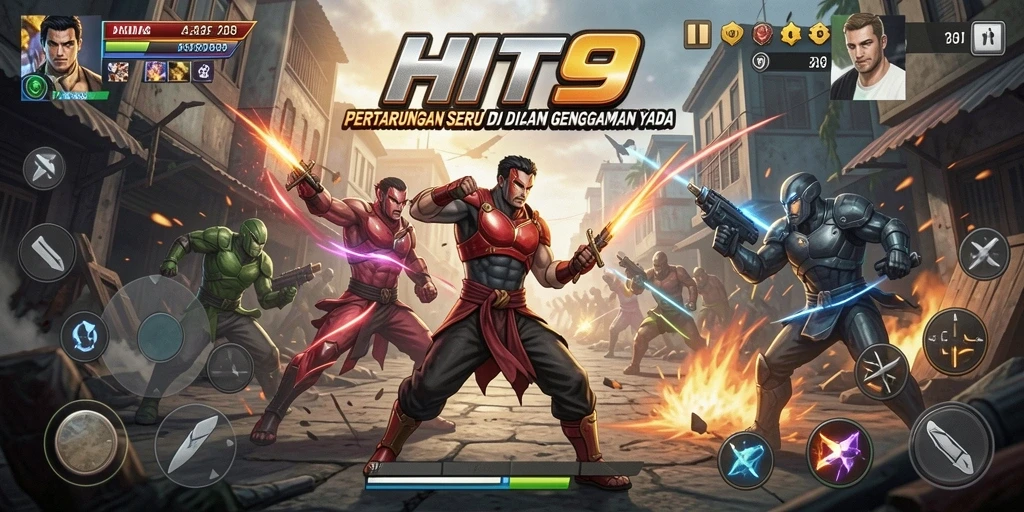 Tampilkan aksi pertarungan epik di HIT9 dengan karakter yang beragam.