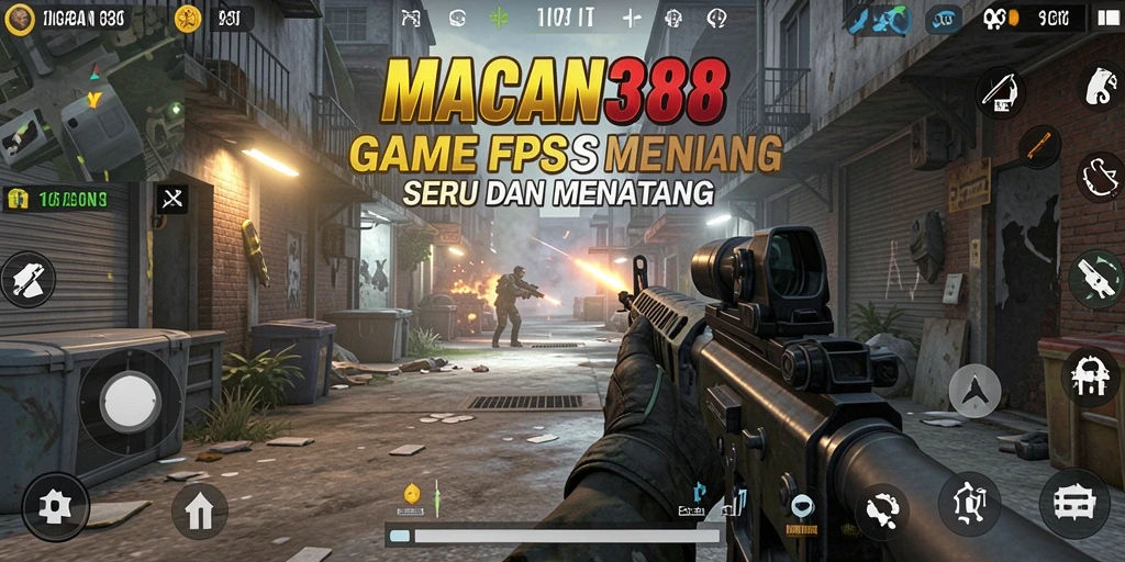 Tampilan gameplay intens dari MACAN388 dalam aksi FPS.