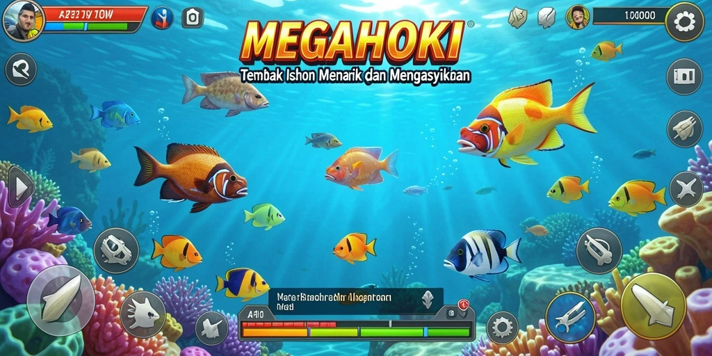 Screenshot gameplay MEGAHOKI saat menangkap ikan dengan seru.