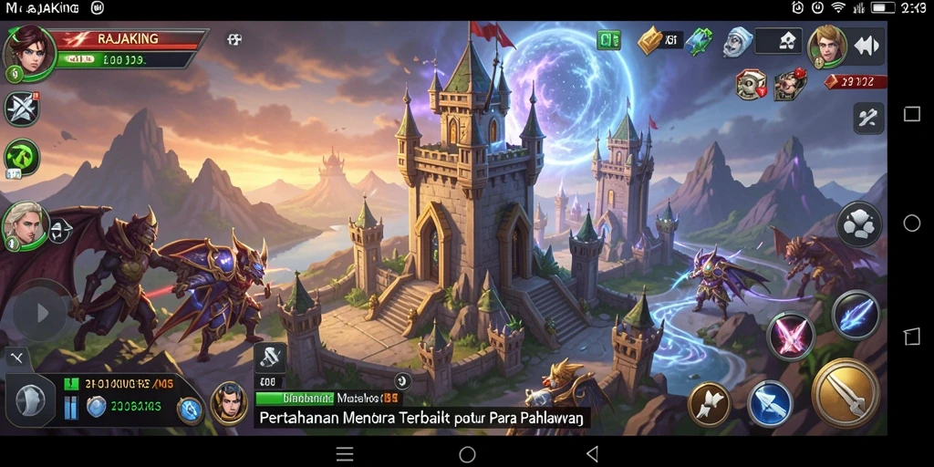 Tampilan menakjubkan dari gameplay Tower Defense RAJAKING.