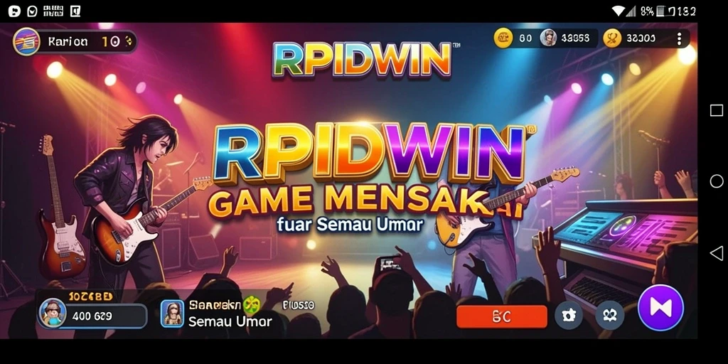 Tampilan gameplay RPIDWIN dengan alunan musik yang seru.